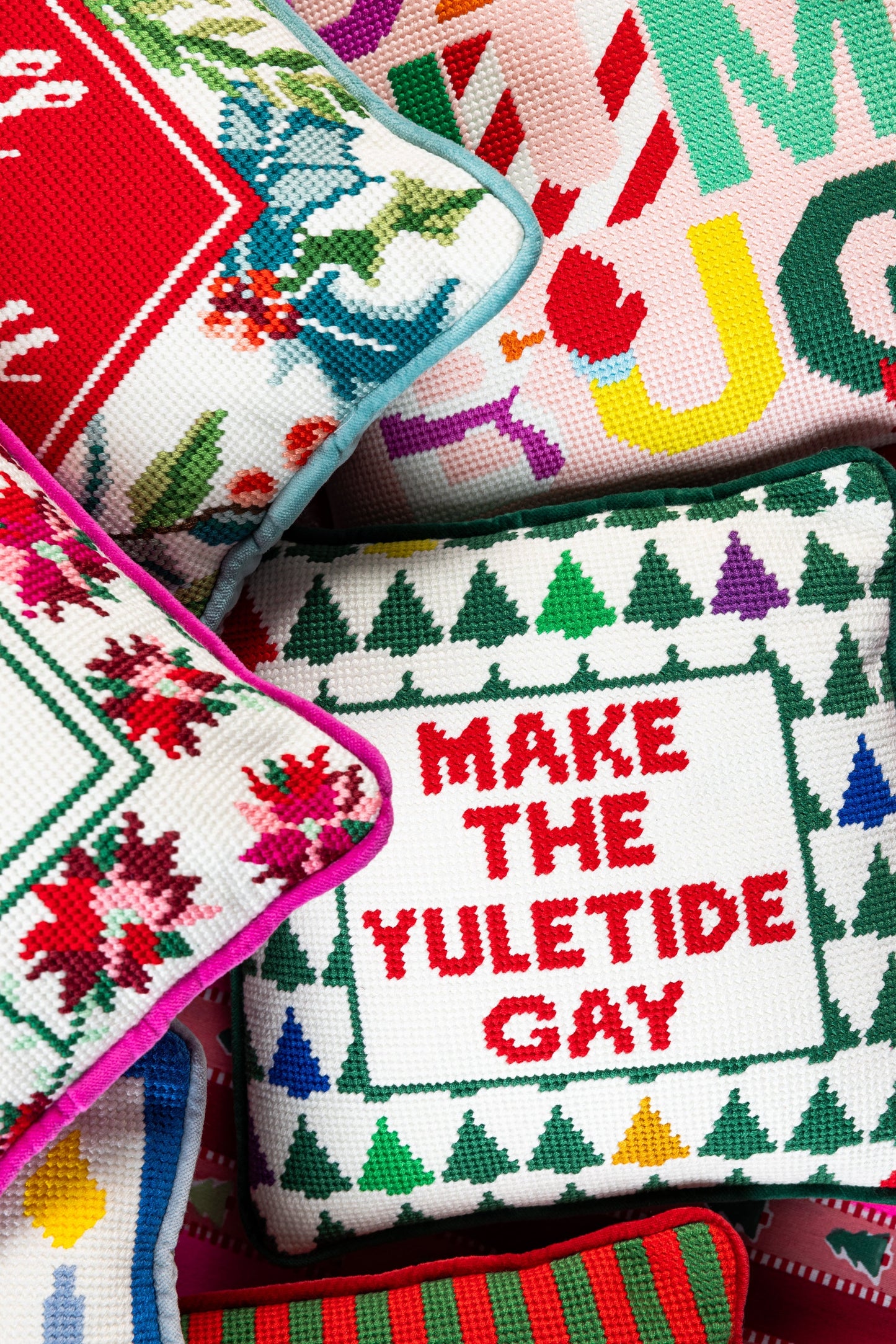 Make the Yuletide Gay Needlepoint Pillow