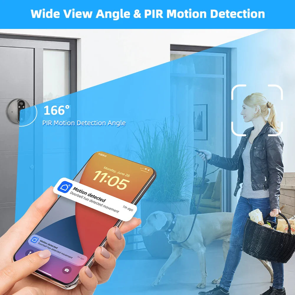 NNEOBA WiFi Smart Peephole Camera Doorbell