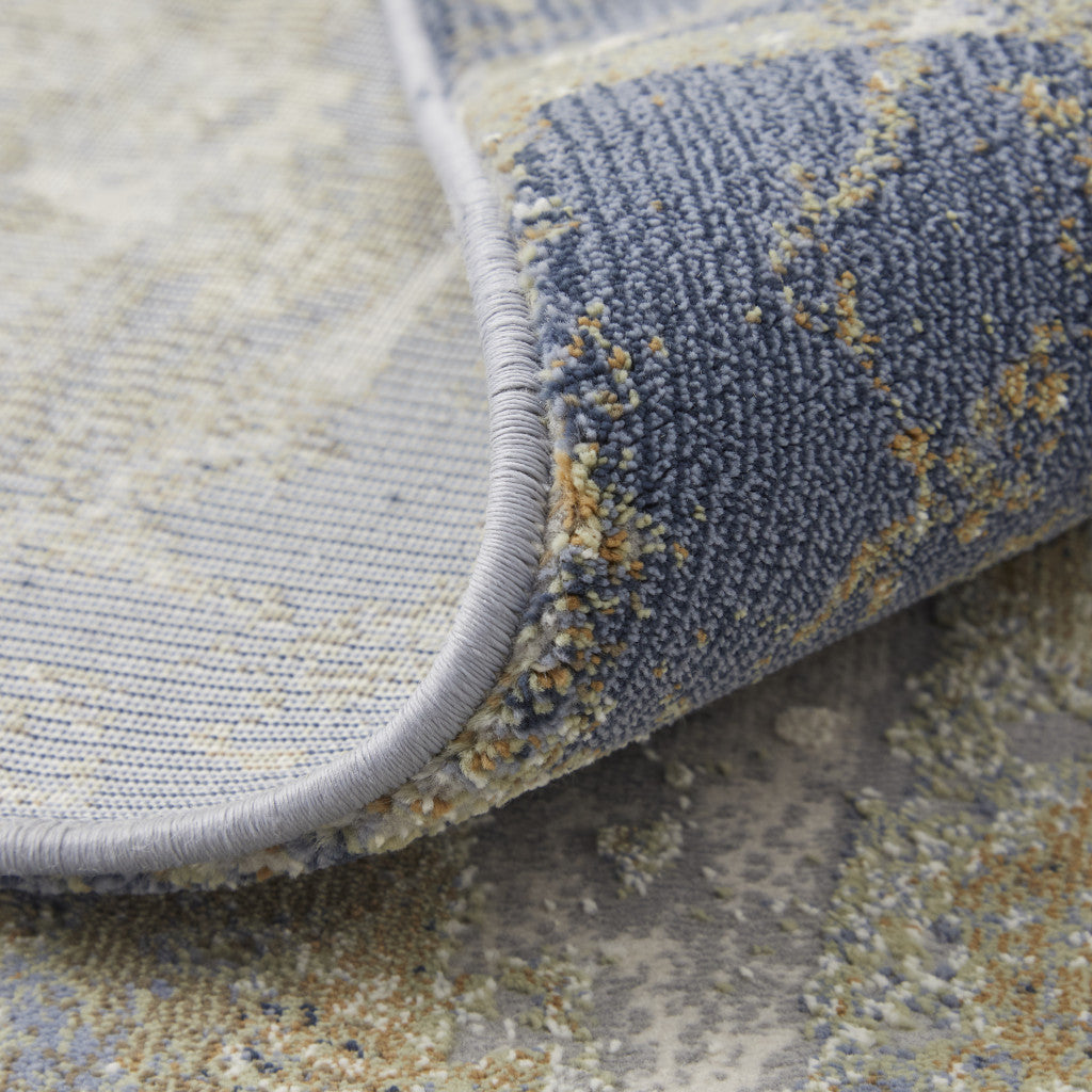 4' X 6' Blue Gray And Tan Abstract Distressed Area Rug