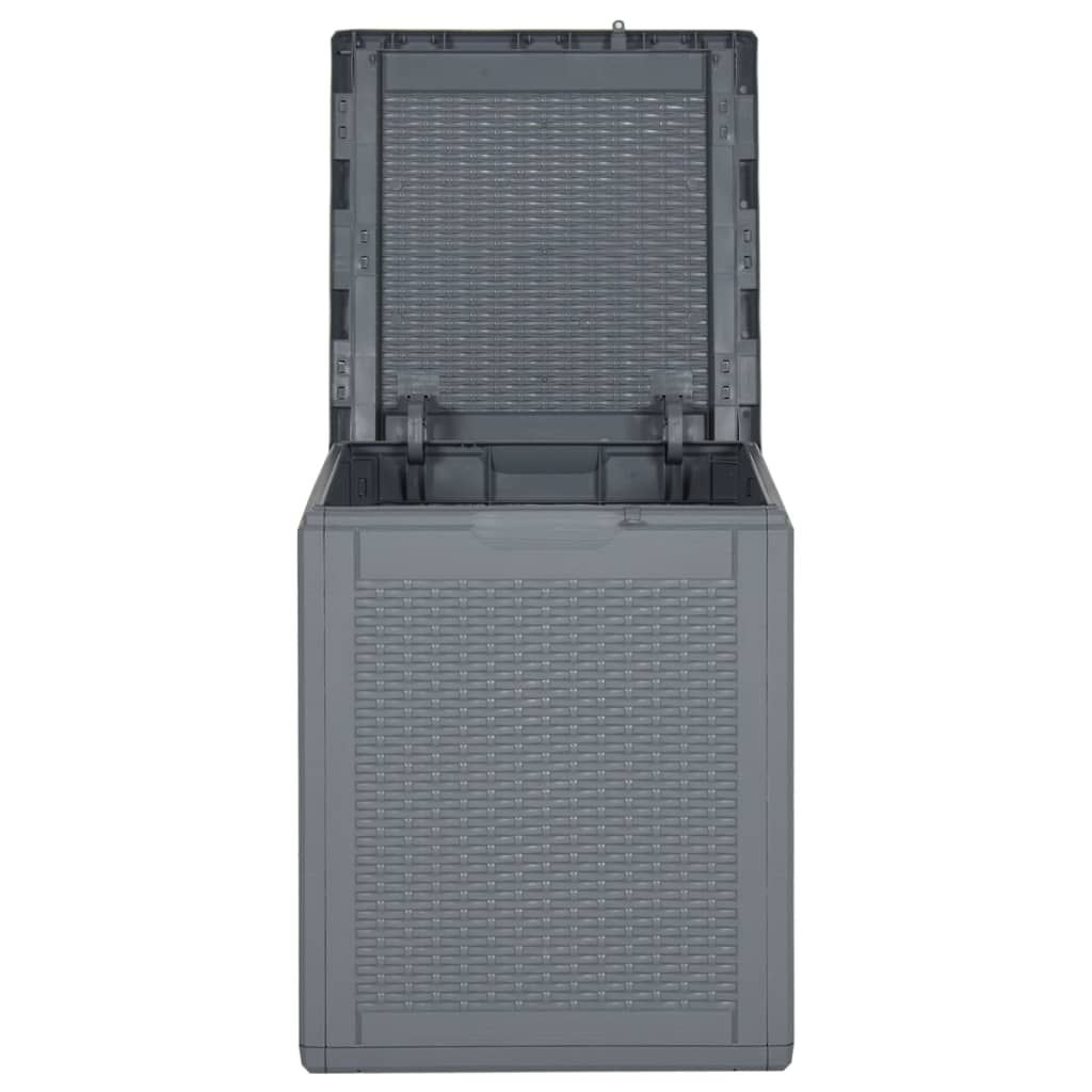 vidaXL Patio Storage Box Gray PP Rattan 23.8 gal
