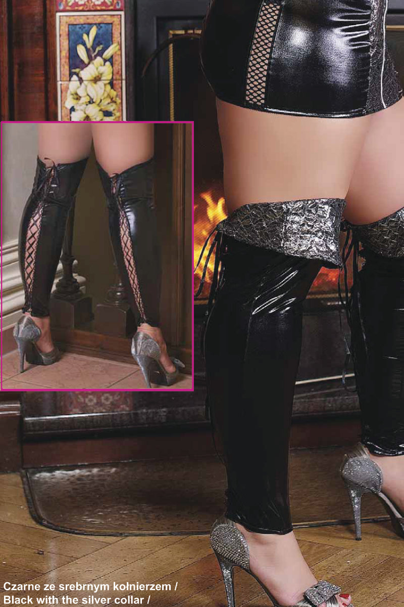 sexy latex boots S/3046 S/M with silver collar by Andalea lingerie