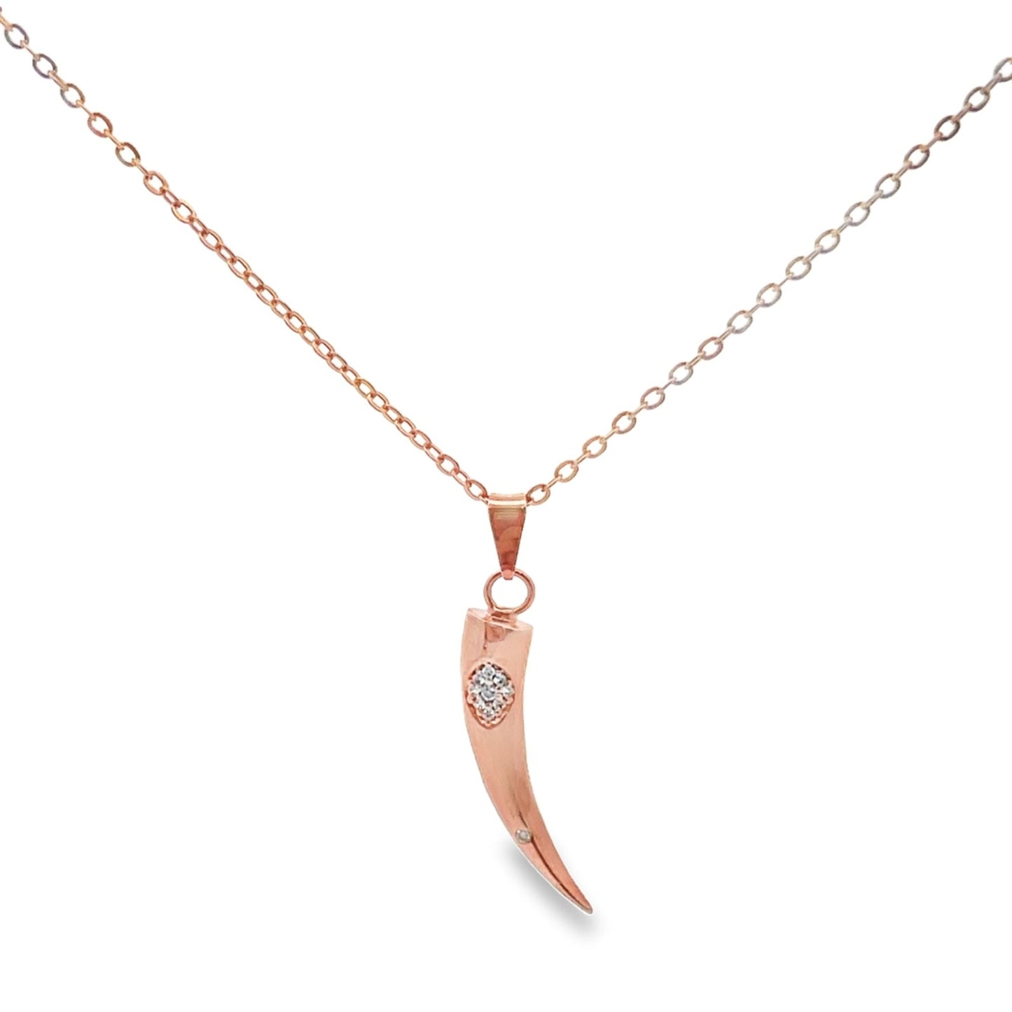 Horn Charm Necklace With CZ Stones