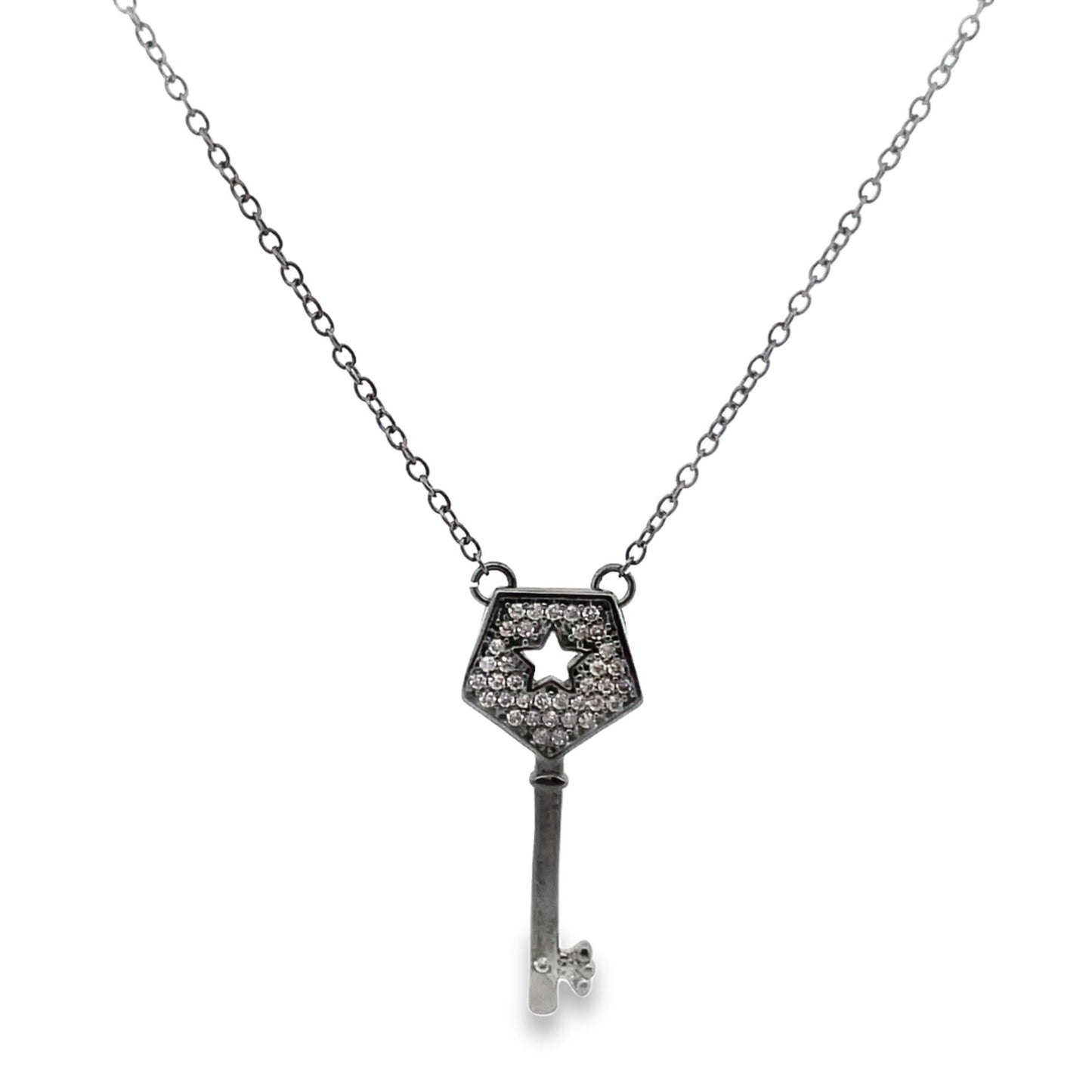 Key Dainty Necklace With CZ Stones (G121)