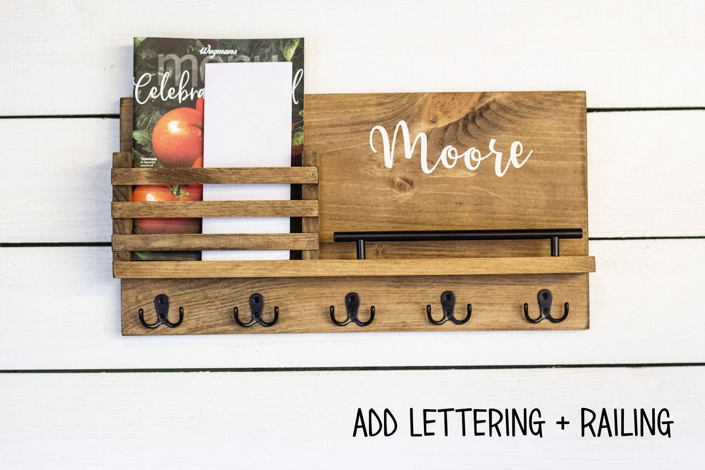 Mail Holder with Key Hooks