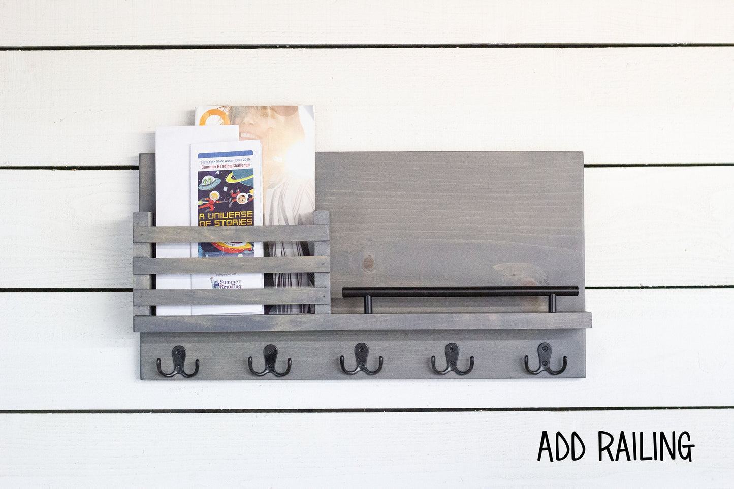 Mail Holder with Key Hooks