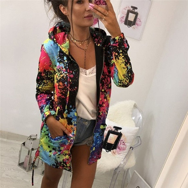 Women Sweatshirt Casual Pocket Zipper Loose Plus size Female Outwear
