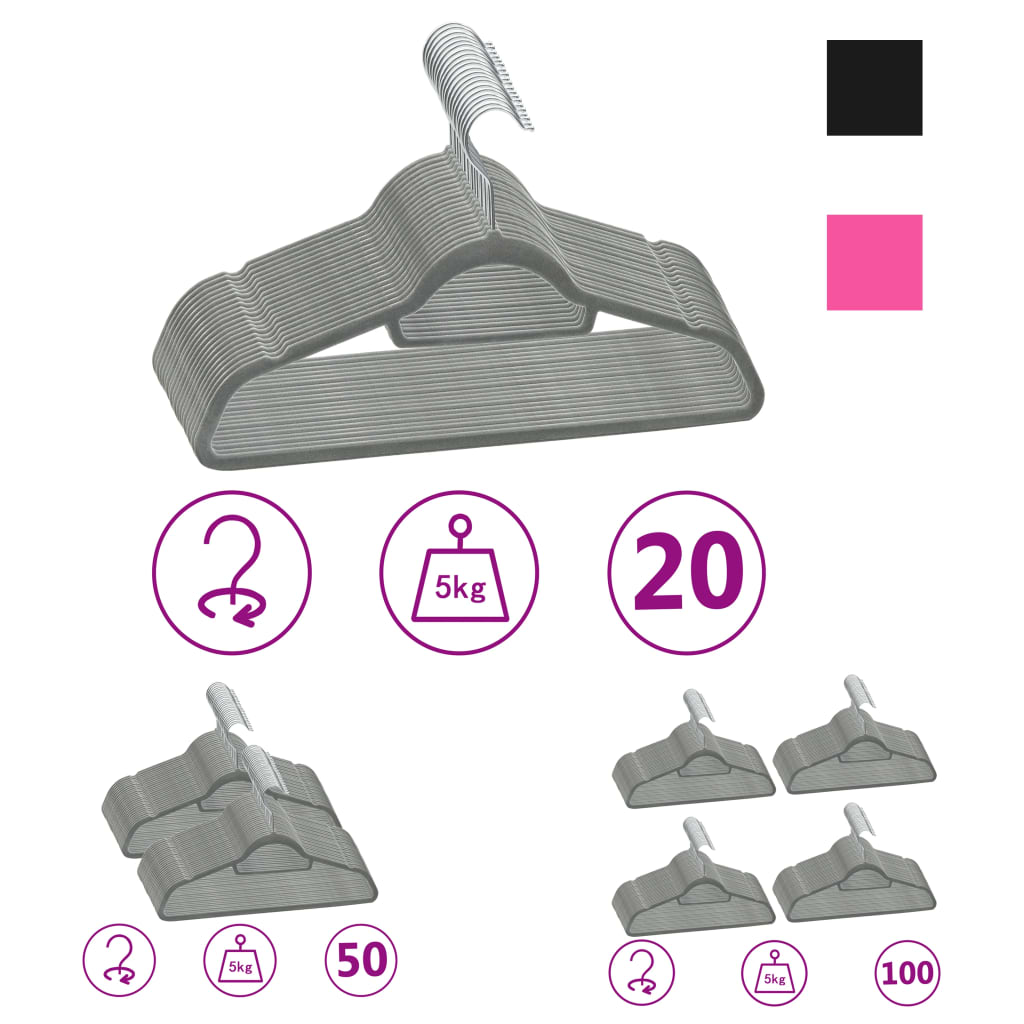 vidaXL Clothes Hanger Set Coat Hanger Clothes Organizer Rack Anti-slip Velvet